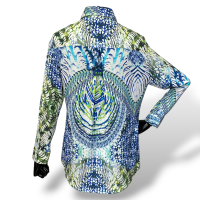 Camisa BoBô Estampada Azul e Verde-M Camisa BoBô Estampada Azul e Verde-M