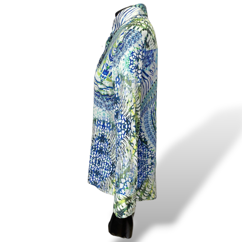 Camisa BoBô Estampada Azul e Verde-M