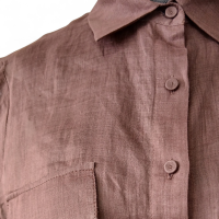 Camisa Cris Barros de Linho Marrom - 36