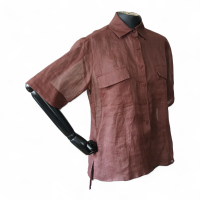 Camisa Cris Barros de Linho Marrom - 36