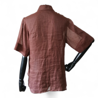 Camisa Cris Barros de Linho Marrom - 36