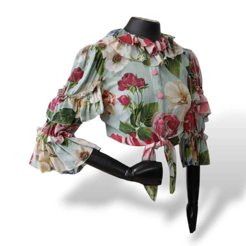 Camisa Cropped Dolce &amp; Gabbana Azul Florida - 38
