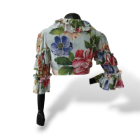 Camisa Cropped Dolce & Gabbana Azul Florida - 38 Camisa Cropped Dolce & Gabbana Azul Florida - 38
