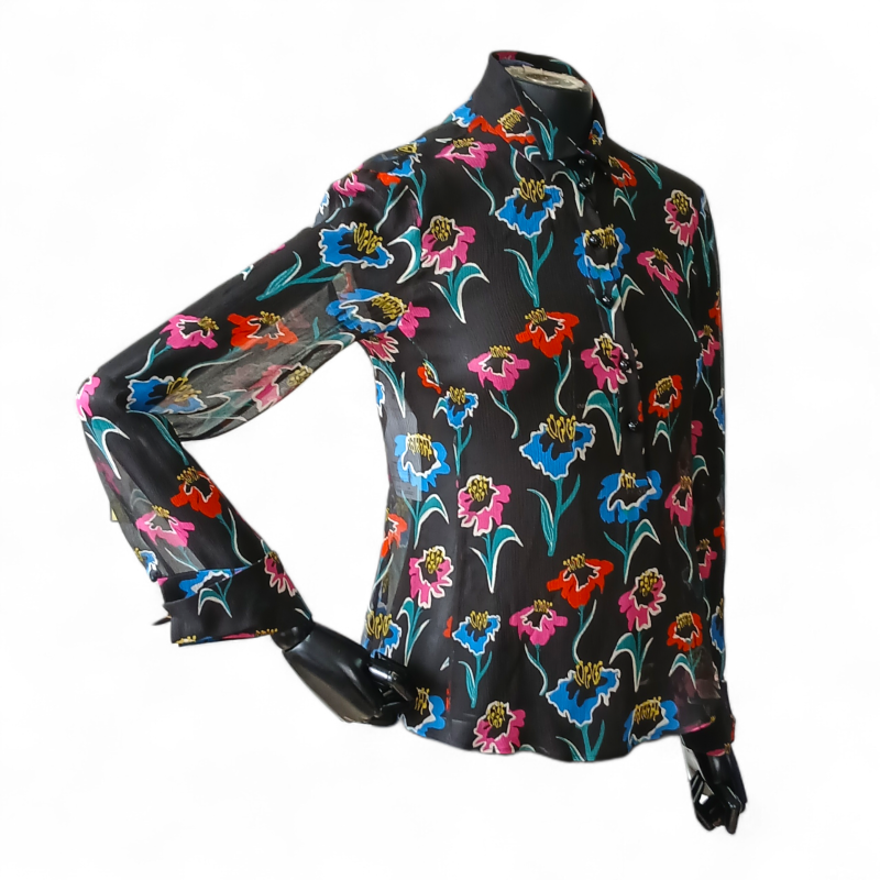 Camisa Emporio Armani de Crepe de Seda Estampada-38