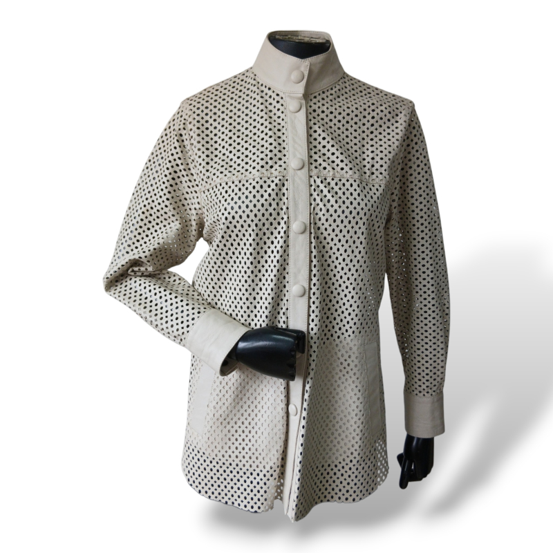 Camisa Lica Melzer em Couro Off White - 34