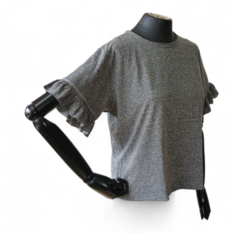 Camiseta NK Store Cinza Babados Manga-M