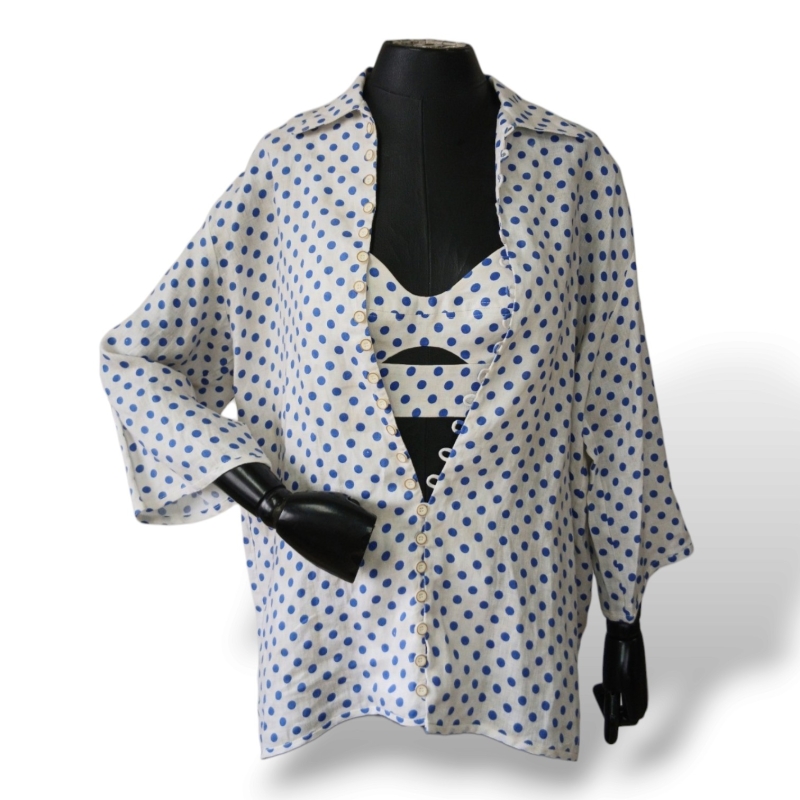 Camisa Paula Raia Poá Azul - 38 
