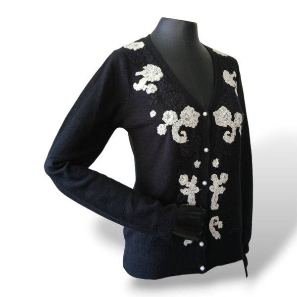 Cardigan Sandro Barros Bordado Preto - 38
