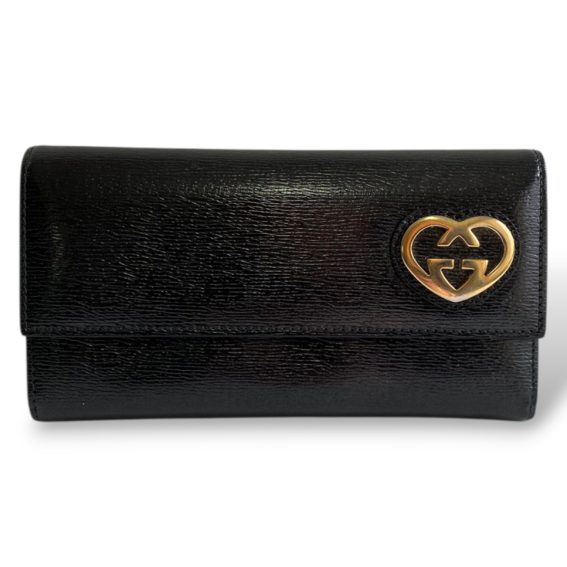 Carteira Gucci Preta Com Coração GG 