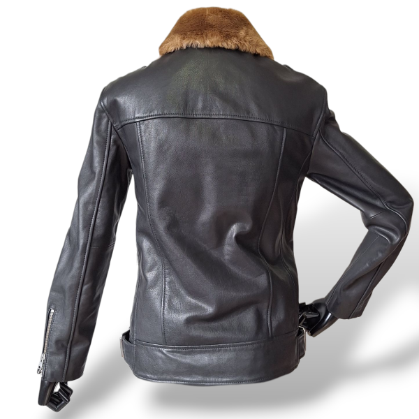 Jaqueta AllSaints de Couro com Gola Pelo - 38