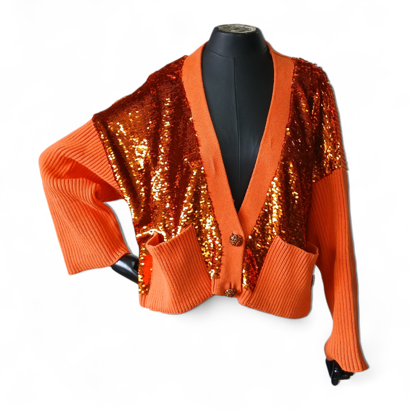 Casaco Bobô Laranja com Paetê - M