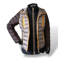 Casaco Bogner Marrom, Cinza e Amarelo-PP