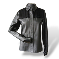 Camisa Cris Barros Couro Preto - 36 Camisa Cris Barros Couro Preto - 36
