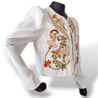 Casaco Cris Barros Crepe Bordado Off White-38