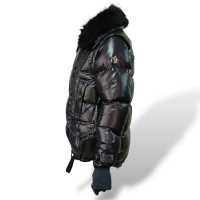 Casaco/Colete Moncler Preto com Capuz de Pelo - PP