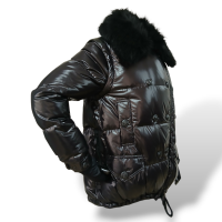 Casaco/Colete Moncler Preto com Capuz de Pelo - PP