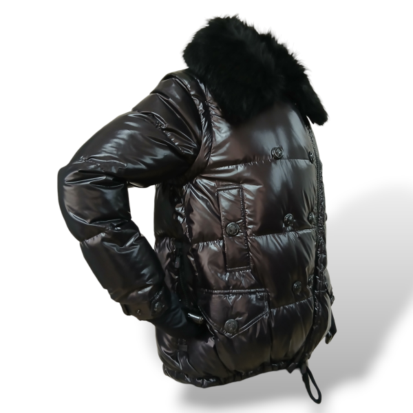 Casaco/Colete Moncler Preto com Capuz de Pelo - PP