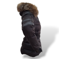 Casaco Moncler Preto Com Cinto e Capuz - 36