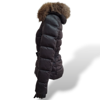 Casaco Moncler Preto Com Cinto e Capuz - 36