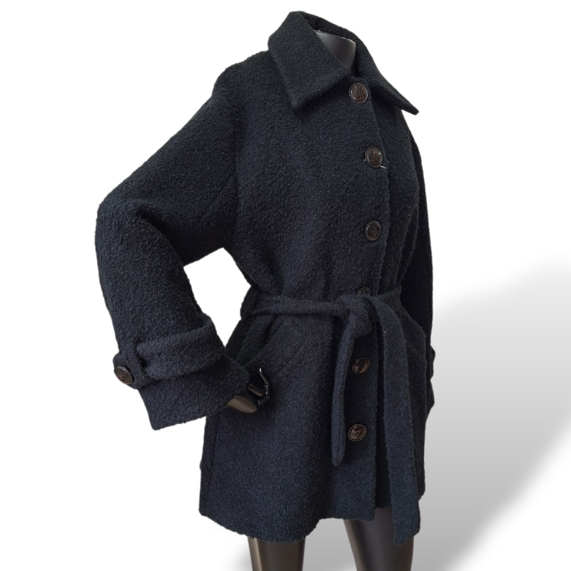 Casaco NK Store Bouclet Preto com Cinto - P