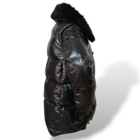 Casaco/Colete Moncler Preto com Capuz de Pelo - PP