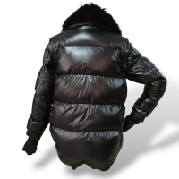 Casaco/Colete Moncler Preto com Capuz de Pelo - PP