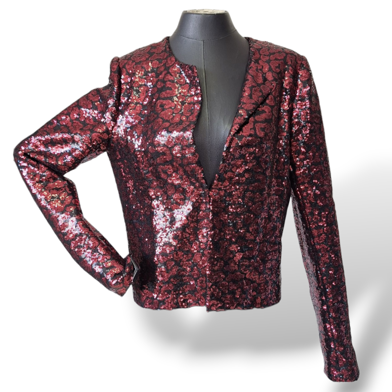 Casaqueto Talie NK Paetê Vermelho Com Preto-44 Casaqueto Talie NK Paetê Vermelho Com Preto-44
