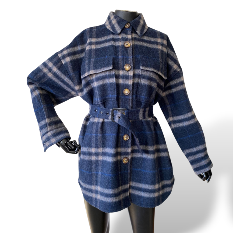 Trench Coat NK Xadrez Azul-P Trench Coat NK Xadrez Azul-P