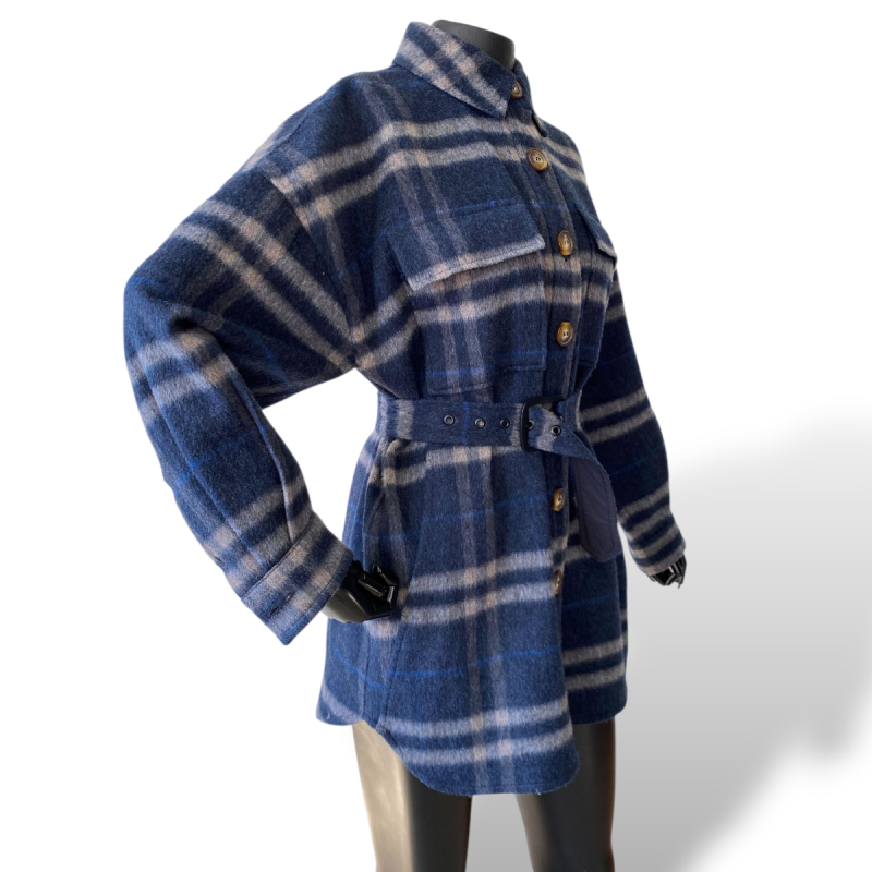 Trench Coat NK Xadrez Azul-P Trench Coat NK Xadrez Azul-P