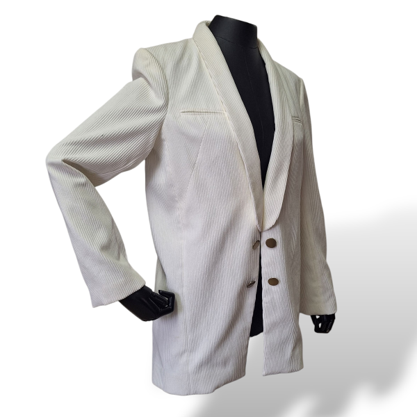 Blazer Paula Raia Veludo Cotelê Off White - 38