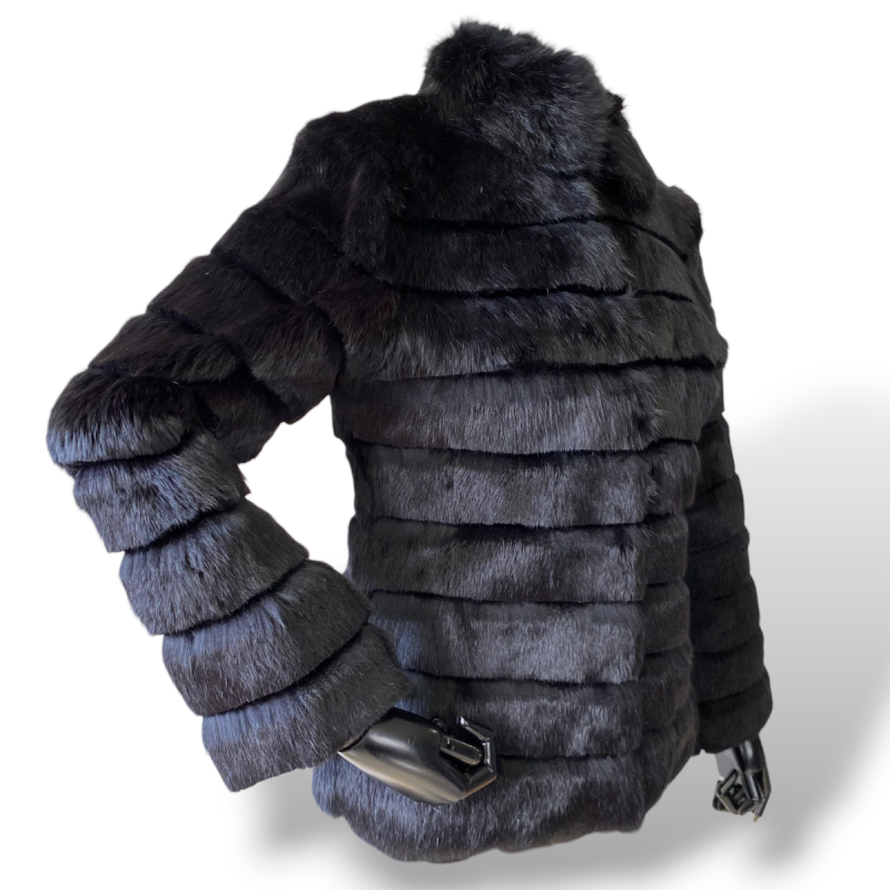 Casaco TalieNK de Pele de Coelho Preto-M Casaco TalieNK de Pele de Coelho Preto-M