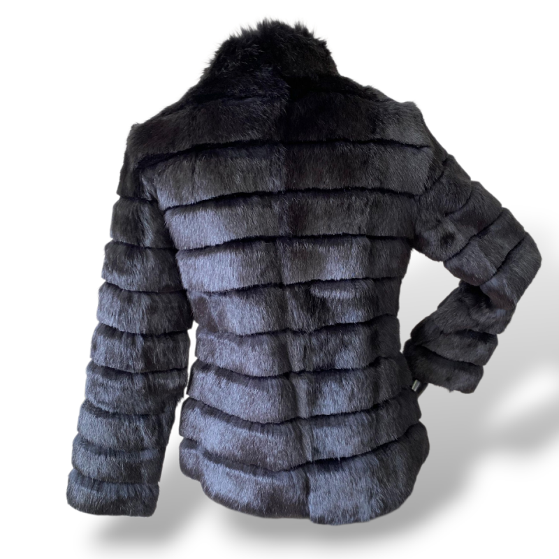 Casaco TalieNK de Pele de Coelho Preto-M Casaco TalieNK de Pele de Coelho Preto-M