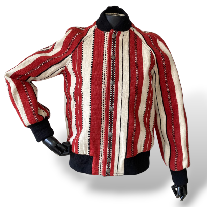 Jaqueta Yves Saint Laurent Listras Vermelhas e Brancas-M Jaqueta Yves Saint Laurent Listras Vermelhas e Brancas-M
