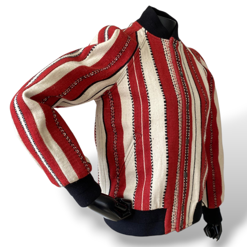 Jaqueta Yves Saint Laurent Listras Vermelhas e Brancas-M Jaqueta Yves Saint Laurent Listras Vermelhas e Brancas-M