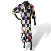 Chemise Adriana Degreas Estampado de Seda Quadriculada-P