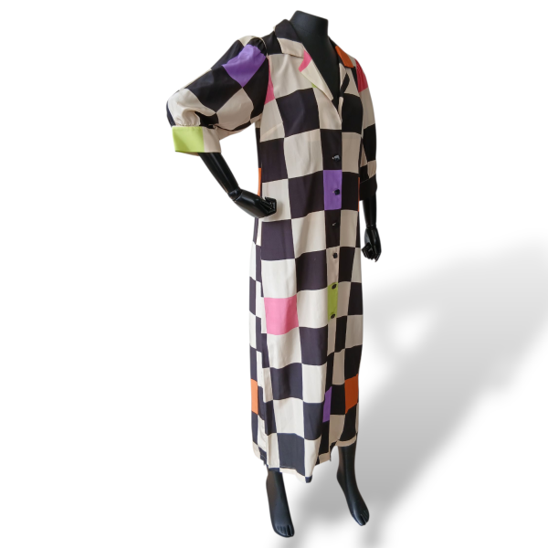 Chemise Adriana Degreas Estampado de Seda Quadriculada-P