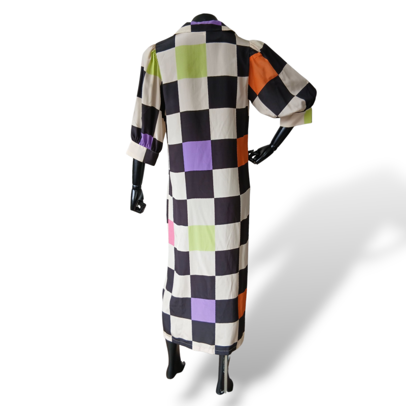 Chemise Adriana Degreas Estampado de Seda Quadriculada-P