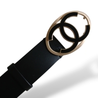Cinto Chanel CC Couro Preto Cinto Chanel CC Couro Preto
