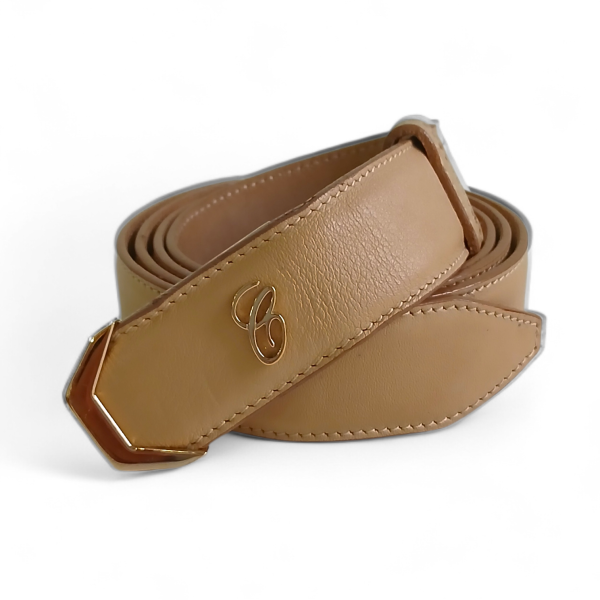 Cinto Chloé Bege Fivela Dourada
