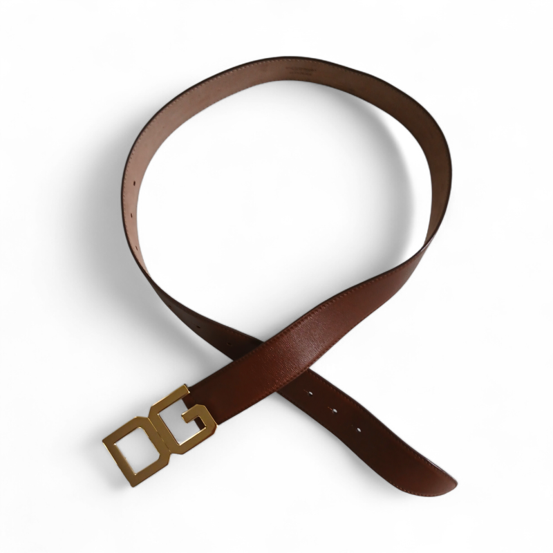 Cinto Dolce Gabbana Marrom Fivela Dourada