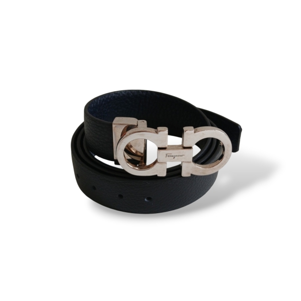 Cinto Salvatore Ferragamo Reversível Preto/Azul marinho 