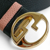 Cinto Gucci Double Face Preto x Rosa Ferragem Dourada