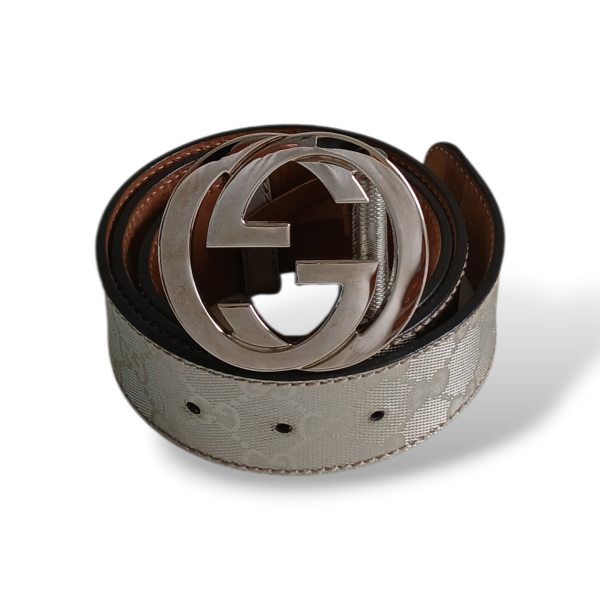 Cinto Gucci GG Monograma Metalizado 