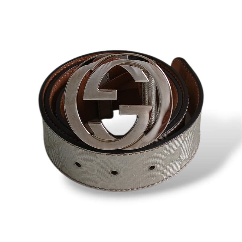 Cinto Gucci GG Monograma Metalizado 