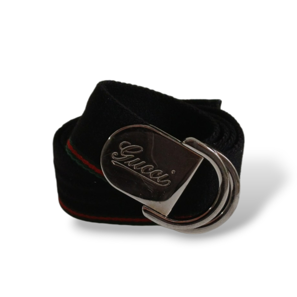 Cinto Gucci D-Ring Web Preto