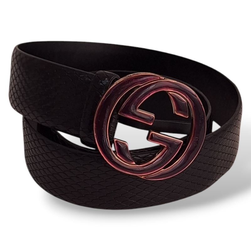 Cinto Gucci Preto com Fivela Esmaltada - 90 Cinto Gucci Preto com Fivela Esmaltada - 90