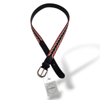 Cinto Isabel Marant Couro Preto com Estampa Vermelho e Preto-95 cm