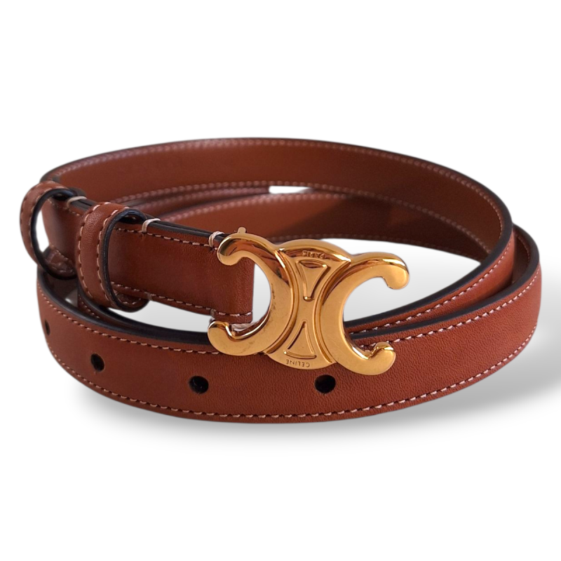 Cinto Celine Triomphe Caramelo-80cm Cinto Celine Triomphe Caramelo-80cm