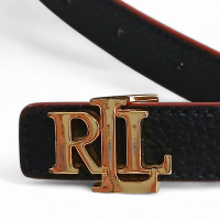 Cinto Polo Ralph Lauren Dupla Face Preto x Caramelo Fivela Dourada