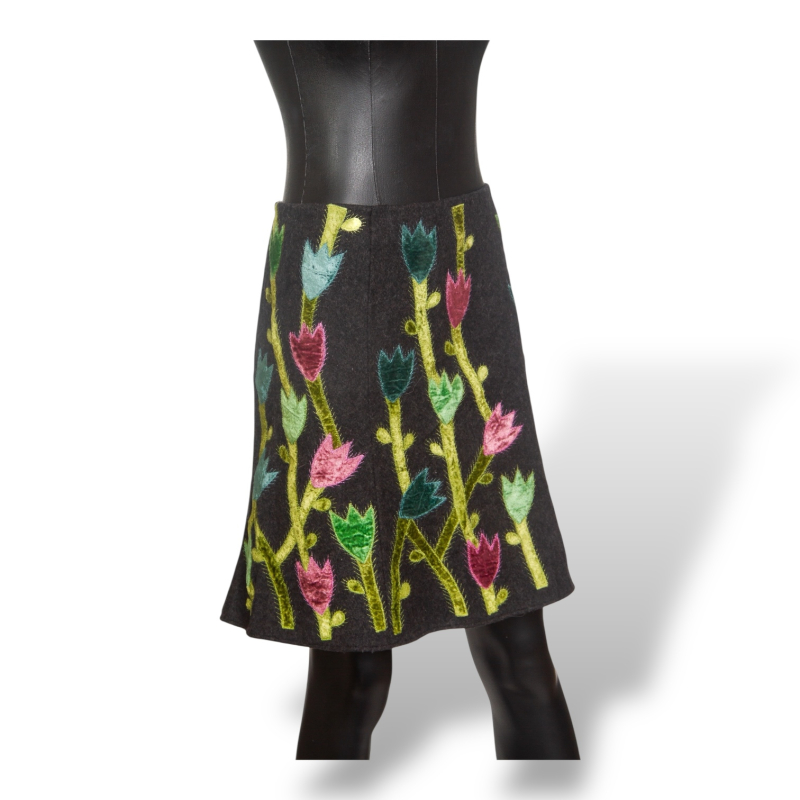 Saia Empório Armani Cinza Com Flores -38 Saia Empório Armani Cinza Com Flores -38